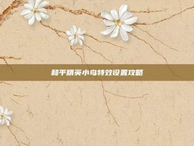 和平精英小鸟特效设置攻略