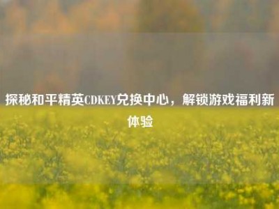 探秘和平精英CDKEY兑换中心，解锁游戏福利新体验