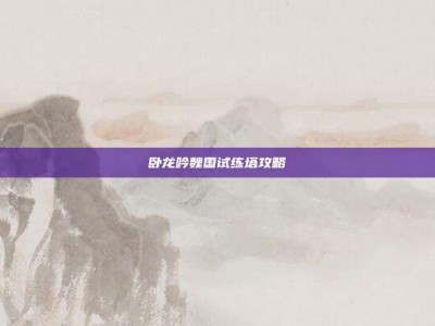 卧龙吟魏国试练塔攻略