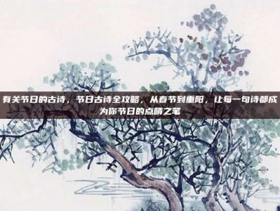 有关节日的古诗，节日古诗全攻略，从春节到重阳，让每一句诗都成为你节日的点睛之笔