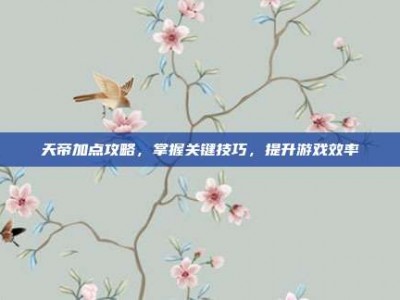 天帝加点攻略，掌握关键技巧，提升游戏效率