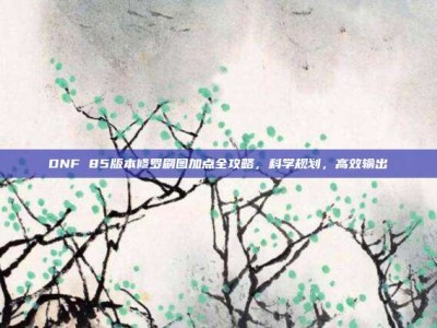 DNF 85版本修罗刷图加点全攻略，科学规划，高效输出