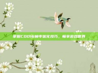 掌握COD16帧率优化技巧，畅享游戏世界