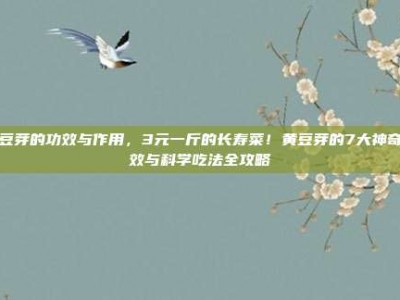 黄豆芽的功效与作用，3元一斤的长寿菜！黄豆芽的7大神奇功效与科学吃法全攻略