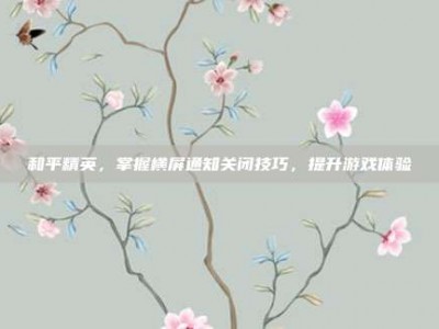 和平精英，掌握横屏通知关闭技巧，提升游戏体验