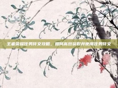 王者荣耀任务符文攻略，如何高效获取并使用任务符文