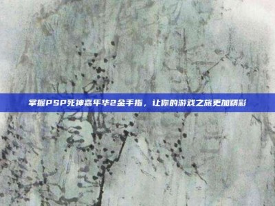 掌握PSP死神嘉年华2金手指，让你的游戏之旅更加精彩