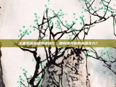 王者荣耀英雄等级排行，如何提升你的英雄实力？