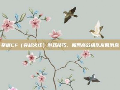 掌握CF（穿越火线）游戏技巧，如何高效给队友回消息