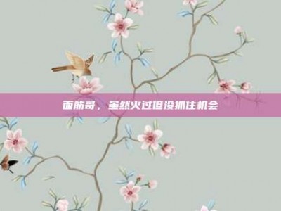 面筋哥，虽然火过但没抓住机会
