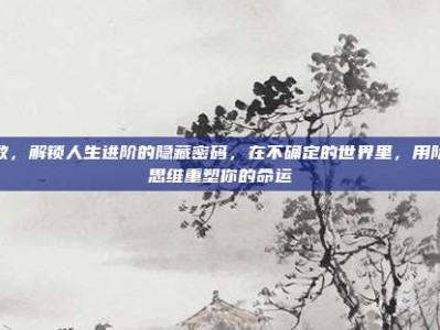阶数，解锁人生进阶的隐藏密码，在不确定的世界里，用阶数思维重塑你的命运