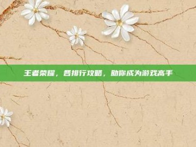 王者荣耀，各排行攻略，助你成为游戏高手