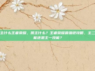 凯主什么王者荣耀，凯主什么？王者荣耀最强铠攻略，主二技能还是主一技能？