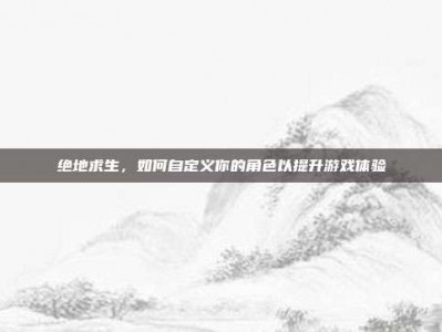 绝地求生，如何自定义你的角色以提升游戏体验