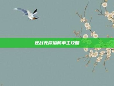 逆战无尽塔防单主攻略