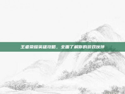 王者荣耀英雄攻略，全面了解你的游戏伙伴