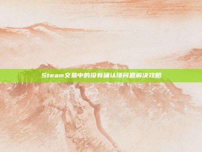 Steam交易中的没有确认项问题解决攻略