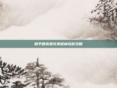 和平精英最完美枪械搭配攻略