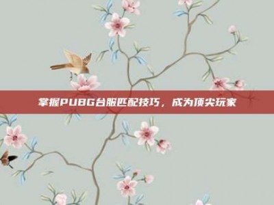 掌握PUBG台服匹配技巧，成为顶尖玩家