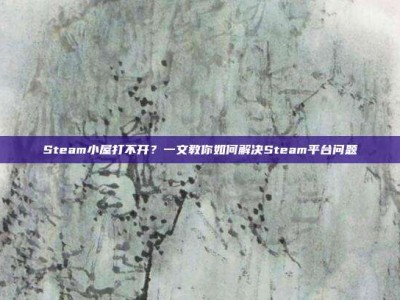 Steam小屋打不开？一文教你如何解决Steam平台问题