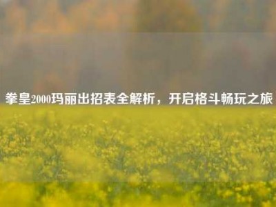 拳皇2000玛丽出招表全解析，开启格斗畅玩之旅