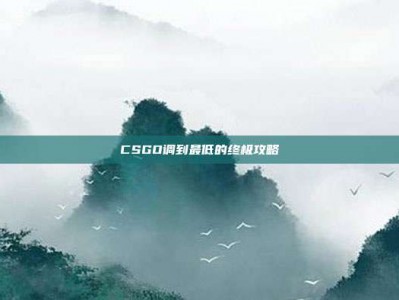 CSGO调到最低的终极攻略