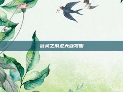 剑灵之浪迹天涯攻略