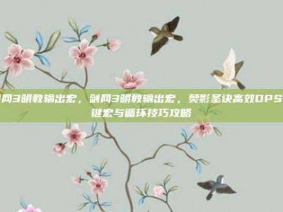 剑网3明教输出宏，剑网3明教输出宏，焚影圣诀高效DPS一键宏与循环技巧攻略