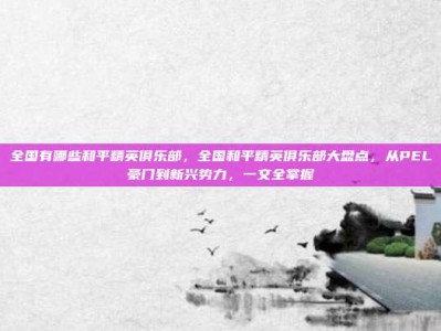 全国有哪些和平精英俱乐部，全国和平精英俱乐部大盘点，从PEL豪门到新兴势力，一文全掌握