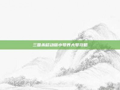 三国杀移动版小号养大号攻略