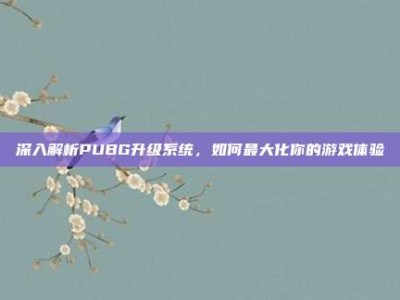 深入解析PUBG升级系统，如何最大化你的游戏体验