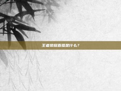 王者荣耀直播是什么？