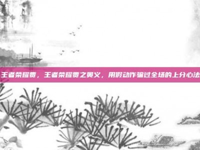 王者荣耀贾，王者荣耀贾之奥义，用假动作骗过全场的上分心法