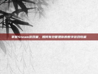 掌握Steam游戏量，如何有效管理你的数字游戏收藏