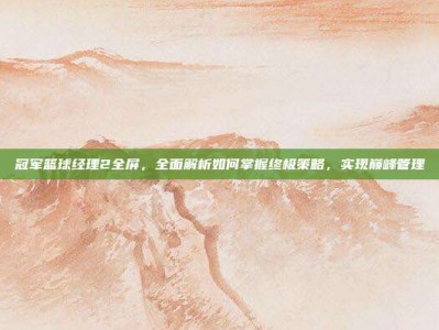 冠军篮球经理2全屏，全面解析如何掌握终极策略，实现巅峰管理