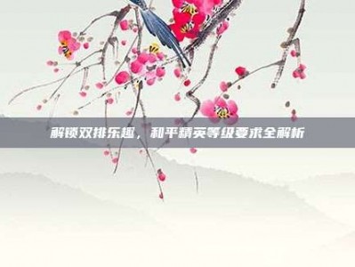 解锁双排乐趣，和平精英等级要求全解析