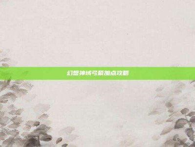 幻想神域弓箭加点攻略
