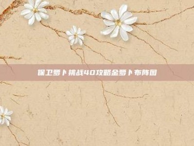 保卫萝卜挑战40攻略金萝卜布阵图