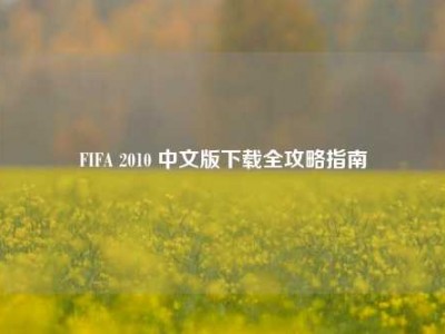 FIFA 2010 中文版下载全攻略指南