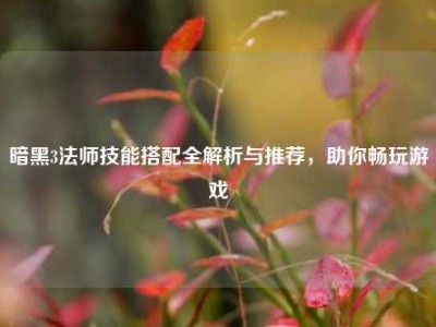 暗黑3法师技能搭配全解析与推荐，助你畅玩游戏