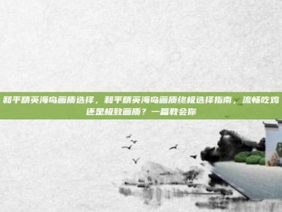 和平精英海岛画质选择，和平精英海岛画质终极选择指南，流畅吃鸡还是极致画质？一篇教会你