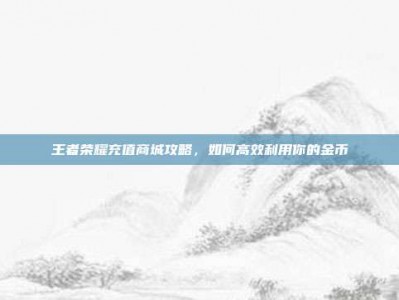 王者荣耀充值商城攻略，如何高效利用你的金币