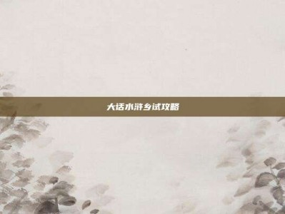 大话水浒乡试攻略