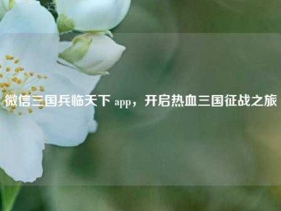 微信三国兵临天下 app，开启热血三国征战之旅