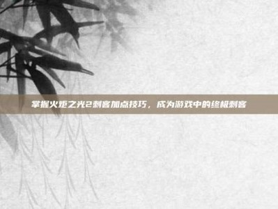 掌握火炬之光2刺客加点技巧，成为游戏中的终极刺客