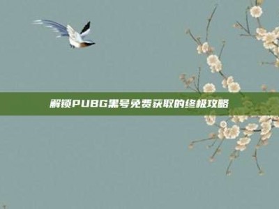 解锁PUBG黑号免费获取的终极攻略