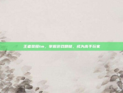 王者荣耀tm，掌握游戏精髓，成为高手玩家