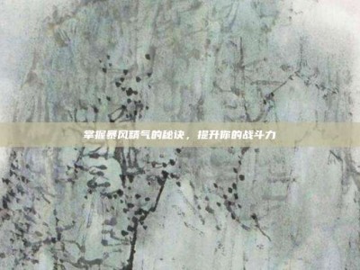 掌握暴风精气的秘诀，提升你的战斗力
