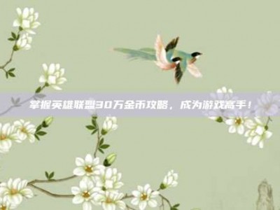 掌握英雄联盟30万金币攻略，成为游戏高手！