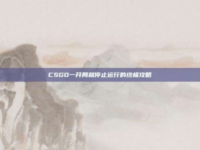 CSGO一开局就停止运行的终极攻略